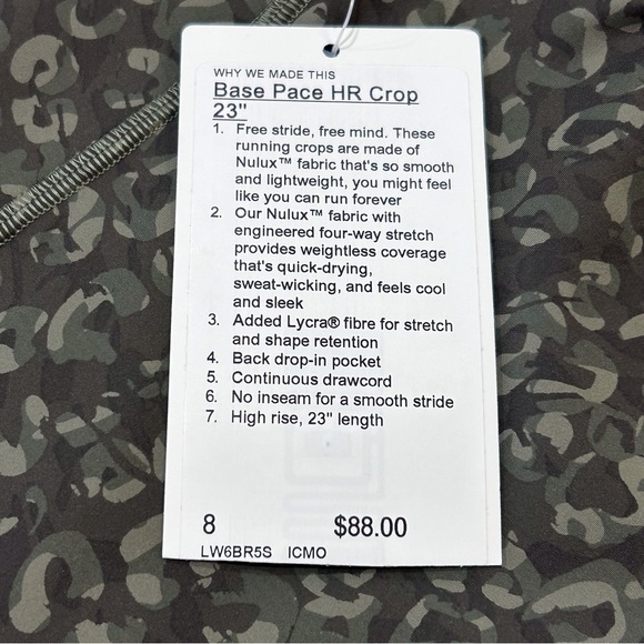NWT Lululemon Base Pace HR Crop 23” - Picture 12 of 13